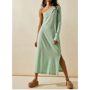 Free People Beach Evangeline Midi Dress in Green Frost Sz Sm EUC